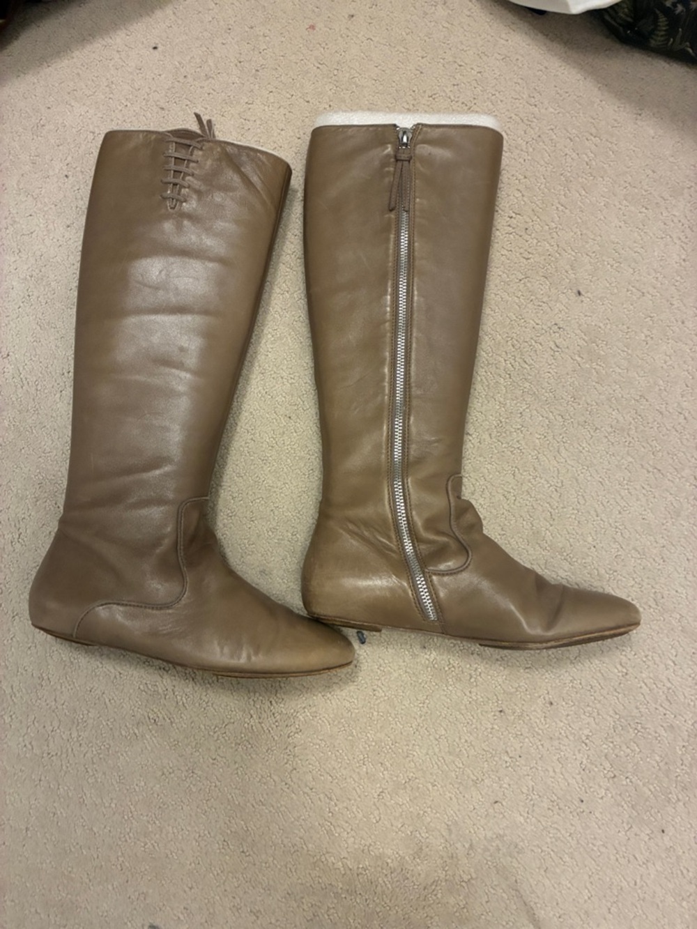 3 For $40 Elie Tahari Taupe Leather Over-the-Knee Zip Boots⭐️